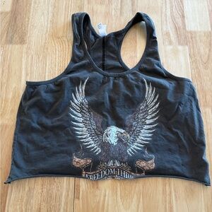 Pebby Forevee Charcoal Freedom Eagle Racerback Tank Top